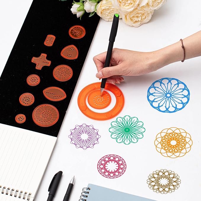 Chivao Spiral Art Kit Circle Stencils Drawing Tool Geometric Ruler,Elegant