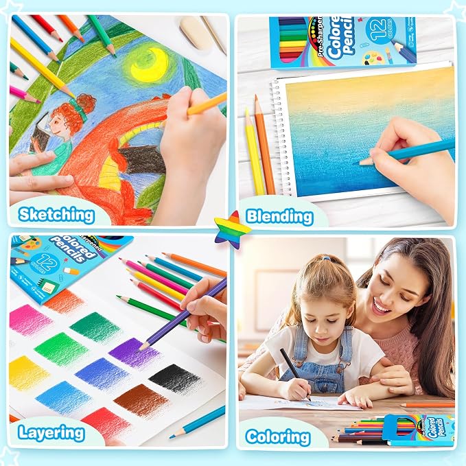 Jyusmile 1152 Count Colored Pencils Bulk, 96 Pack Coloring Pencils for Kids | 12 Assorted Colors, Pre-sharpened, Back to School Supplies for Teachers, Classroom Prizes, Drawing Art Supplies