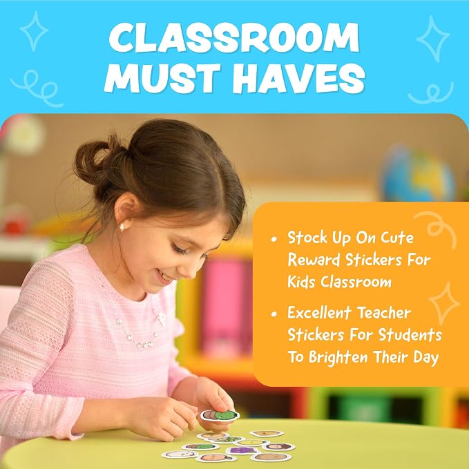 Cute Stickers for Kids Classroom Decor - 108pc Kawaii Water Bottle Stickers for Teens - Waterproof Vinyl Teacher Reward Stickers for Water Bottles - Back to School Supplies - Classroom Must Haves