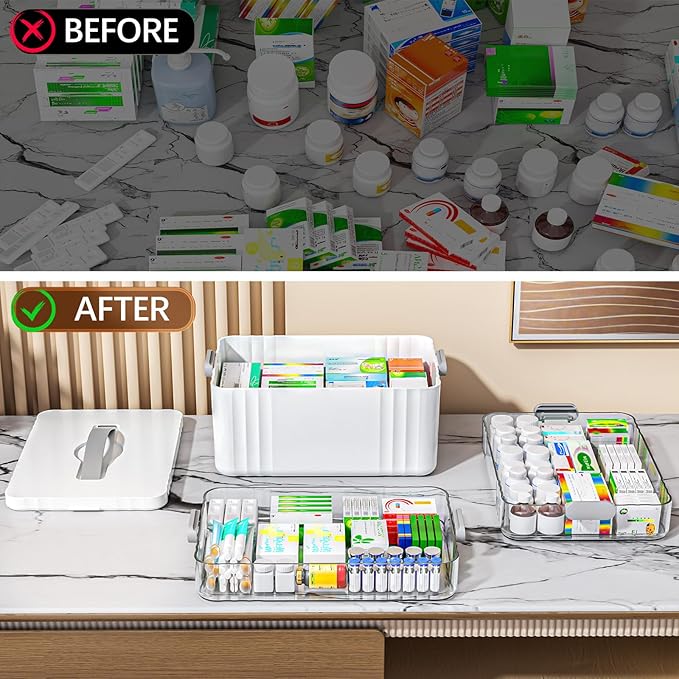 ARSTPEOE 3-Tier Medicine Organizer - Portable Medicine Cabinet with Handle