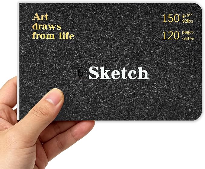 Hardcover Pocket Sketchbook, 3.5" x 5.4" Mini Small Travel Drawing Journal, 92lb/150gsm Heavyweight Paper, 120 Pages Blank Sketch Book for Adults Artists Mixed Media, Ideal Gift,Gravel Grey