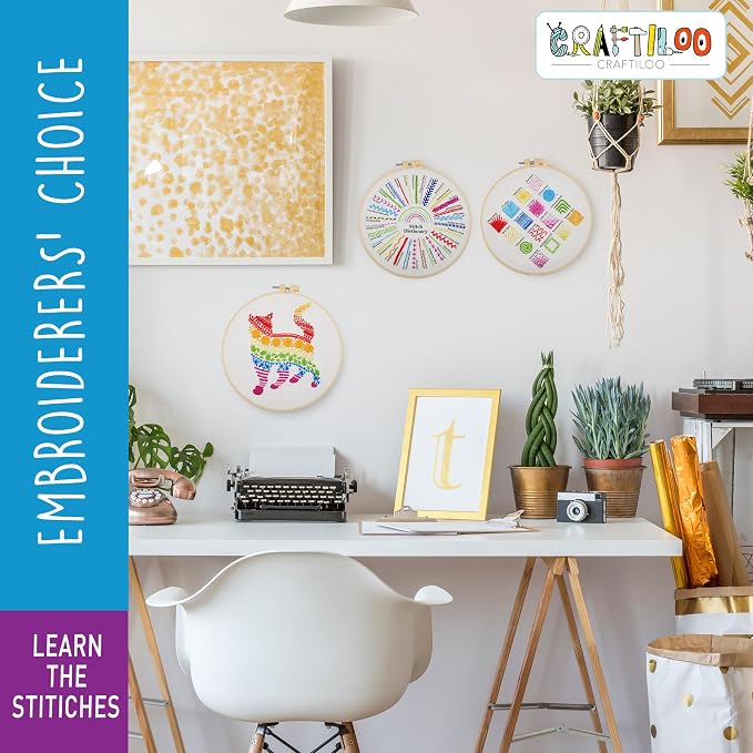 Cat Embroidery Kit for Beginners - Stamped Cross Stitch for Adults