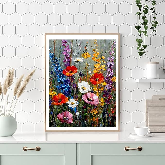 HITO Wildflowers Paint by Numbers Kit for Adults 16x20 Inch Frameless | Flowers Paint by Numbers for Adults Beginner, Wildflowers Paint by Numbers for Gift Home Wall Decor