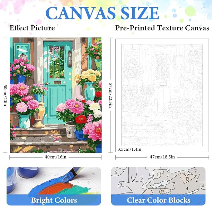 ZRIZQ Paint by Numbers Kit for Adults Beginner,Flowers Home,16x20