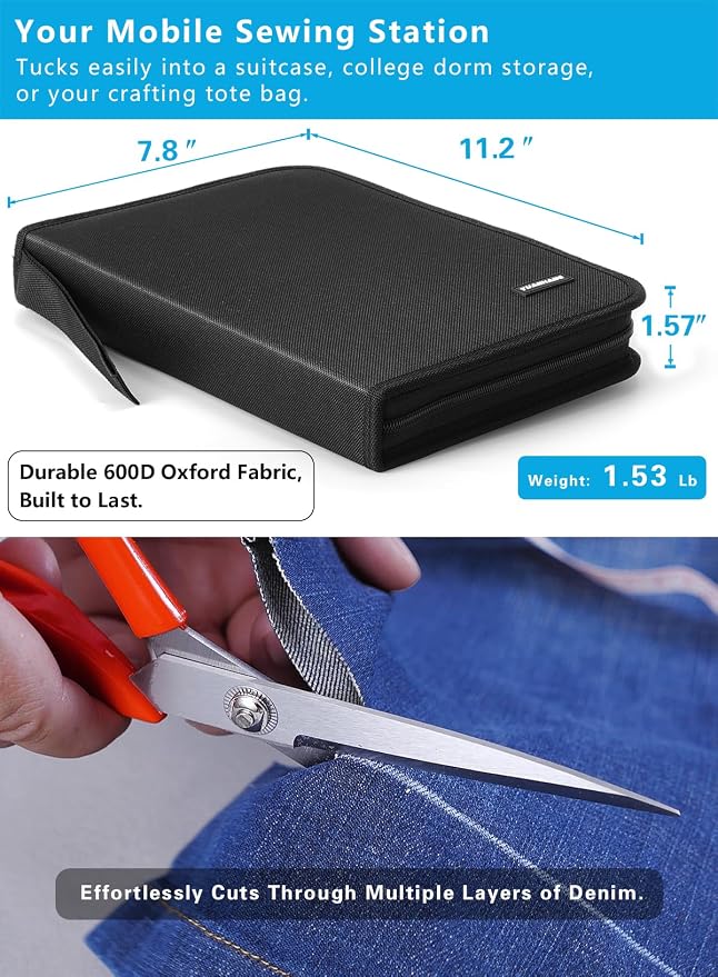 YUANHANG Large Sewing Kit for Adults: 2-Year Supply for Home Hand Mending | 251 Pcs Complete Needle Thread Kit - Heavy Duty Scissors - 45XL Thread - Oxford carrying case - Home Travel College Dorm