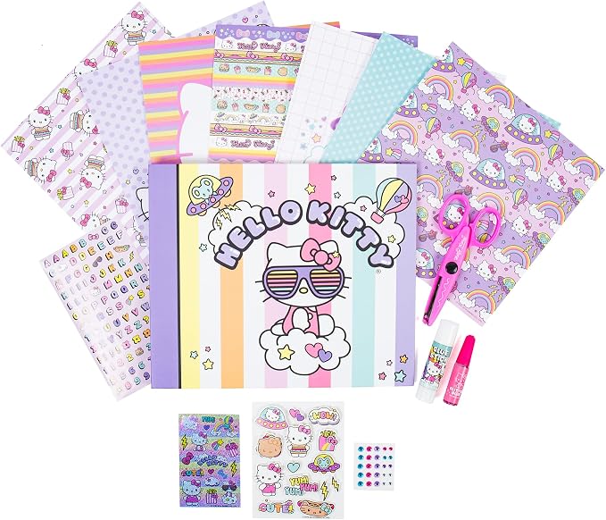 Hello Kitty All-in-One DIY , Design Your Own Scrapbook with Over 250 Essentials, Great Hello Kitty Toys for Weekend Activity, Photo & Keepsake Album for Kids Ages 5, 6, 7, 8, 9, Small, Multicolor