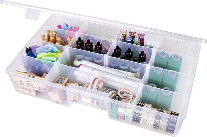 ArtBin 6980AG XL Solutions Box with Dividers, Art & Craft Organizer, [1] Plastic Storage Case, Clear