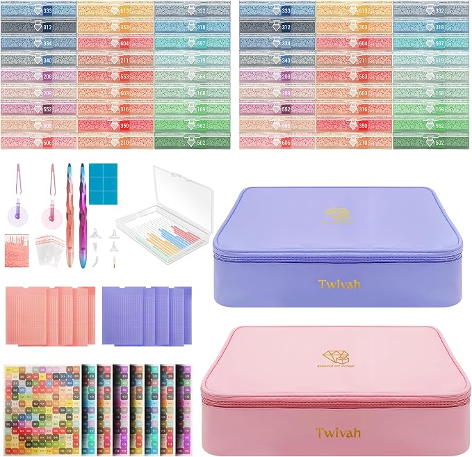 twivah 54PC Diamond Art Storage Containers, Diamond Painting Trays with Lid