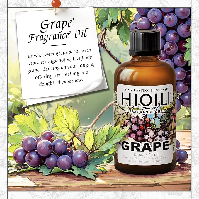 HIQILI Grape Fragrance Oil for Diffusers, Perfume & Room Spray - 1 Fl Oz