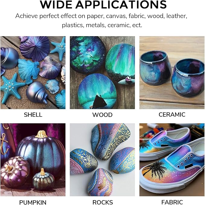 ABEIER Iridescent Acrylic Paint Set, 20 Chameleon Colors 8.45oz Non-Toxic | Non-toxic, ASTM D-4236 EN71, 8.45oz bulk, Color-shifting blendable, For rocks canvas wood fabric ceramic