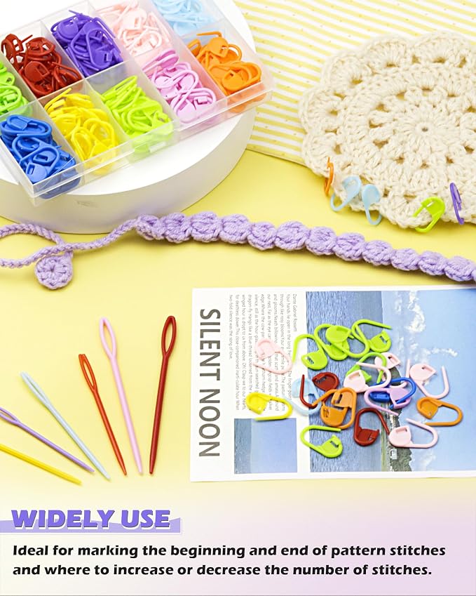 FIVEIZERO 200 Pcs Stitch Markers - 10 Color Knitting & Crochet Markers