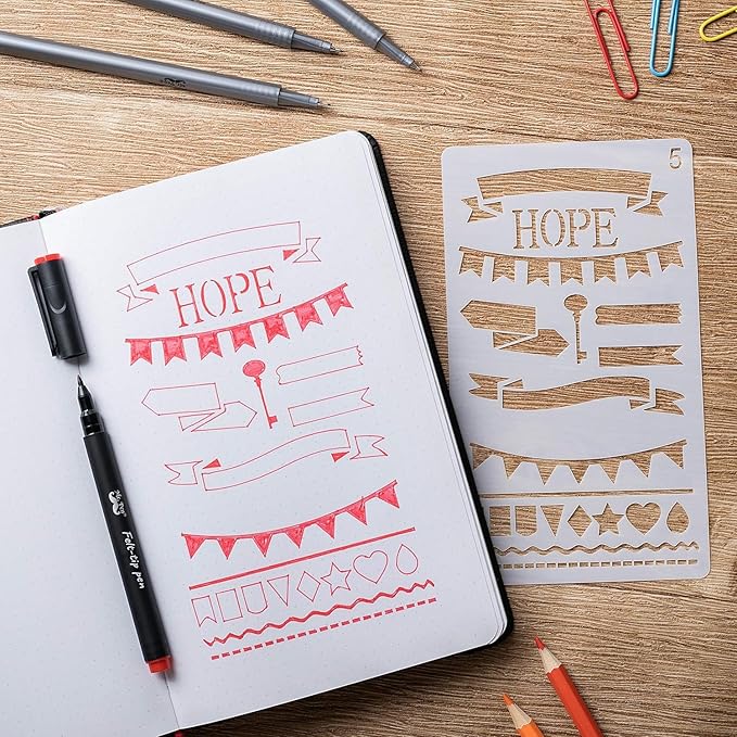Mr. Pen- Journal Stencils, 4x7 Inch, 12 Pack