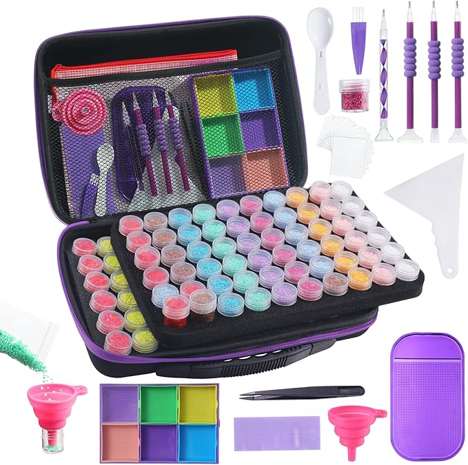 Douorgan Diamond Painting Storage Containers Accessories and Tools Portable Diamond Painting Organizer Shockproof Diamond Art Storage Case Jewelry Beads Storage Box (120 Mini Jars)