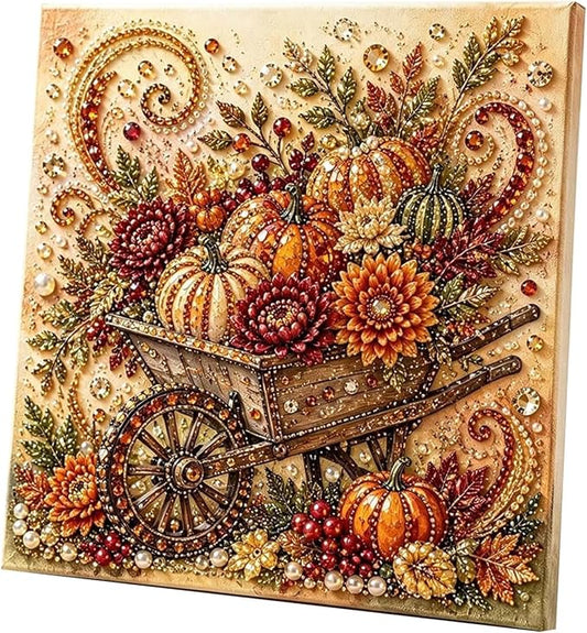 Autumn Pearl Painting Kit Cute 5D Pearl Painting Crafts for Adults，C | Pumpkin Diamond Art Kit for Beginner, Diamond DIY Kit for Thanksgiving Birthday Holiday Gift