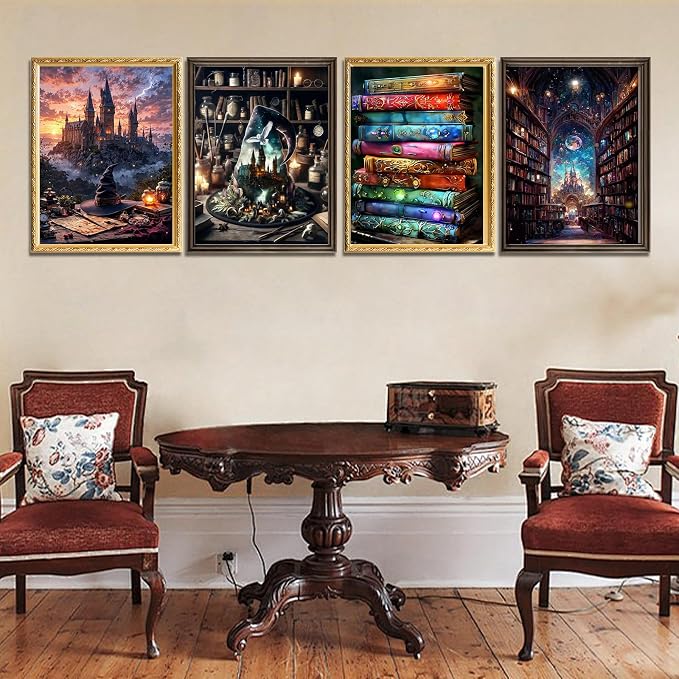 4 Pack Diamond Art Kits for Adults, Diamond Painting Kits for Beginner | 5D DIY Diamond Dots Full Drill Crafts for Gem Art Dot Art for Adults Home Wall Decor for Teens Boys Girls 12x16 inch
