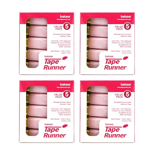 Tape Runner - Double Sided Adhesive with Dispenser Roller Included - Acid Free, Sticky, Clear & Transparent - Ideal for Scrapbooking, Crafts & More - Standard - (315 inches per cartridge) 20 Cartridge