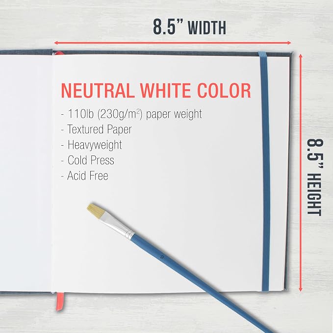 U.S. Art Supply 8.5" x 8.5" Watercolor Book (2 Pack, 76 Sheets Each)