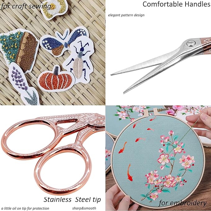 BIHRTC 3.6 Inch Embroidery Scissors Small Precision Embroidery Scissors | Stainless Steel Crafting Shears for Needlework Threading Sewing Handcraft Crochet Artwork DIY Tools