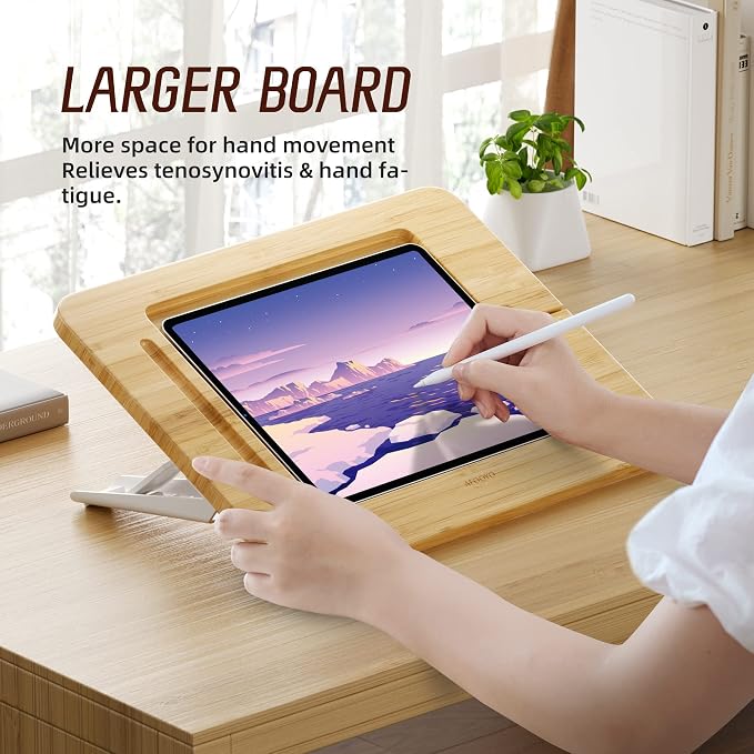 AFOOYO Wooden Tablet Drawing Stand - Adjustable 5 Angles for Laptop,Book Reading Stand, Compatible with 12.9/13inch iPad Pro with iPad Case Version(3rd - 7th Gen)