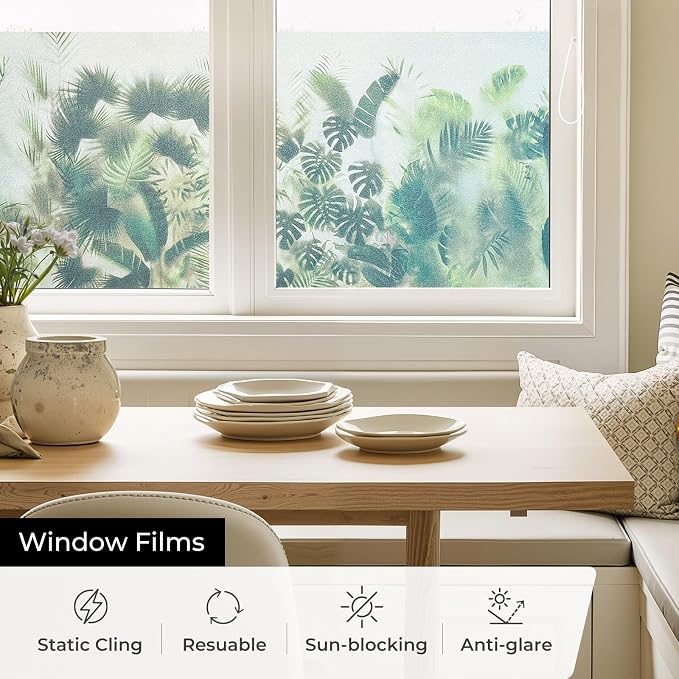 ADD.HERES Stained Glass Window Film, Window Film Decorative, 17.5 x 78.7 in