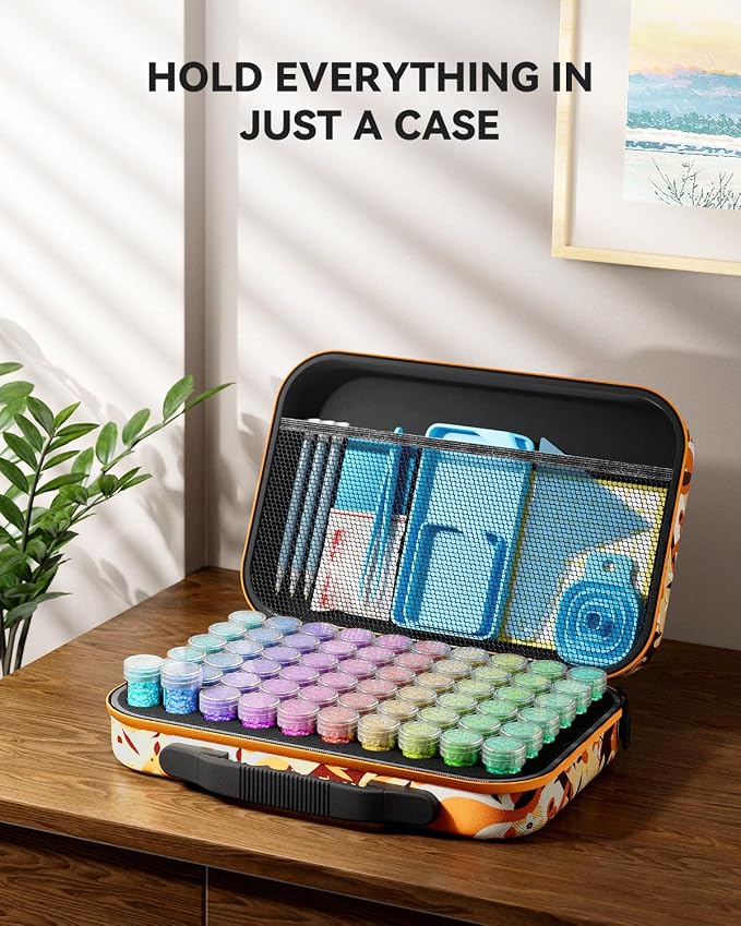 ARTDOT 60 Slots Storage Container for Diamond Art Kits for Adults,Portable Bead Storage Boxes for Diamond Painting Accessories and Tools