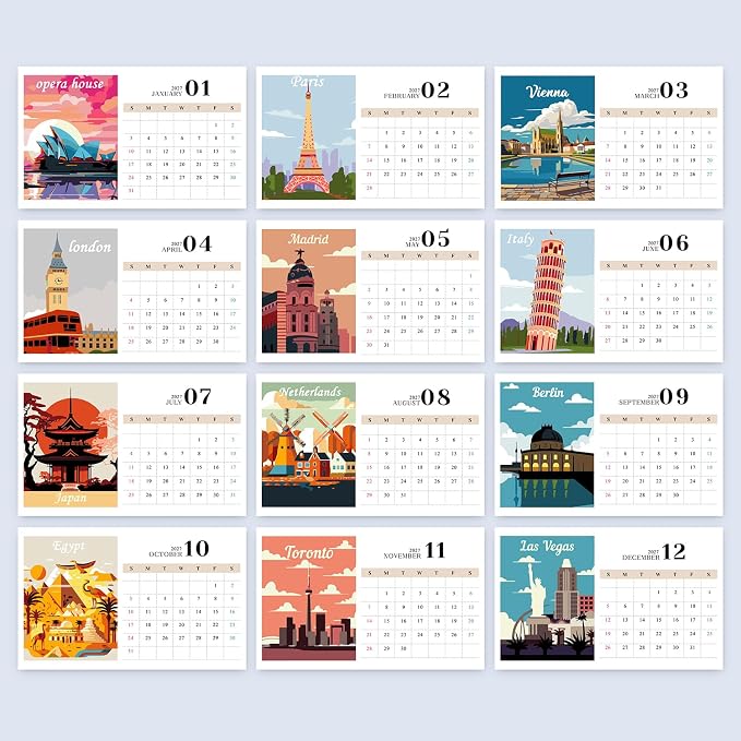 Lnjsipam Paint by Numbers Calendar 2027 - City Paint with Number for Gift | City Paint by Numbers Calendar, Easy DIY Calendar, Unique Gift for New Year, City Paint by Number Kit for Adults