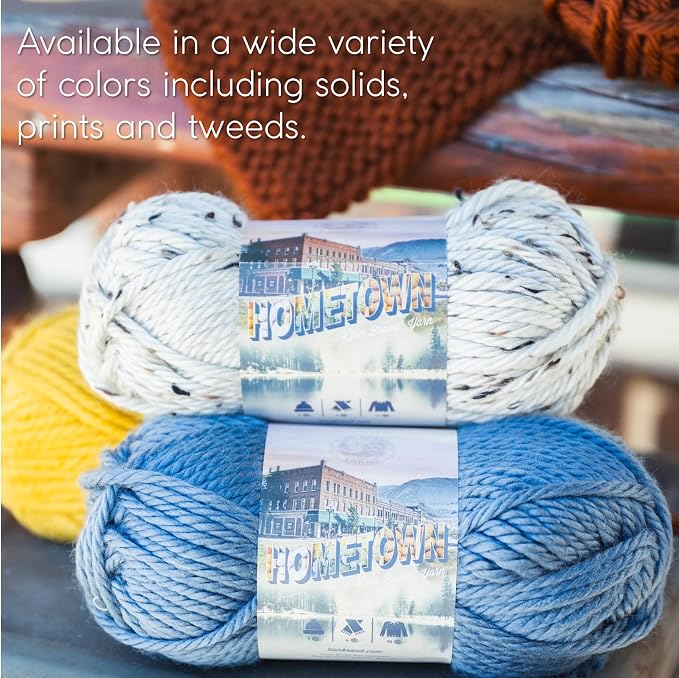 Lion Brand Yarn Hometown Yarn, Super-Bulky Yarn for Knitting, Crocheting, and Crafting, 1 Pack, Catskills Corner | Super Bulky Acrylic Fiber for Warm Crochet Blankets, Knit Winter Hats, Chunky Cardigans, Soft Scarves, Weaving
