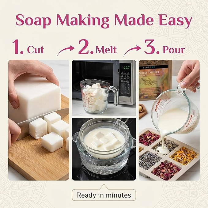 10 LBS Shea Butter Soap Base Moisturizing Melt & Pour Soap Making Supplies | SLS/SLES Free - For Crafting - Easy & Gentle to Cut & Work With for DIY Crafting for Soapmaker