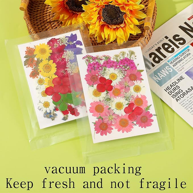 Augshy 141Pcs Dried Pressed Flowers for Resin, Natural Dried Flowers Real Pressed Flower for Crafts, Resin Mold Scrapbooking, Candle, Soap Making DIY, Epoxy Resin Supplie