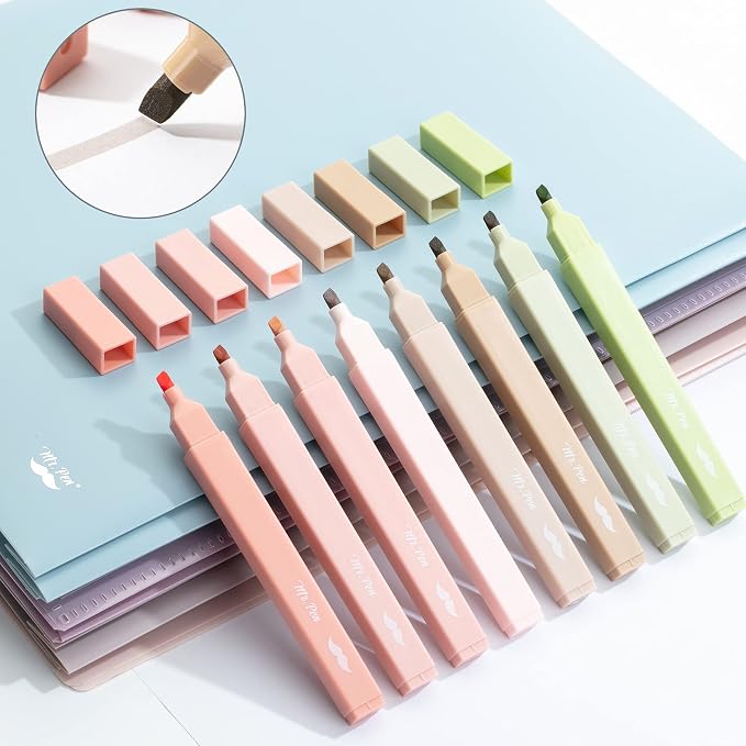 Mr. Pen- Aesthetic Highlighters No Bleed, 8 Pack, Boho Colors, Chisel Tip | Cute Highlighters Assorted Colors for Journaling, Highlighting, Underlining, Fast Dry, Back to School Supplies