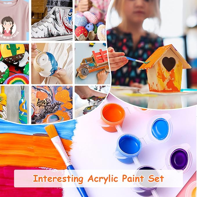 2 Pack Mini Acrylic Paint Set,12 Colors Acrylic Paints Strips for Adults Craft Paint,28 PCS Painting Kit Container Strips Storage, Perfect for Home Birthday Party Favors……