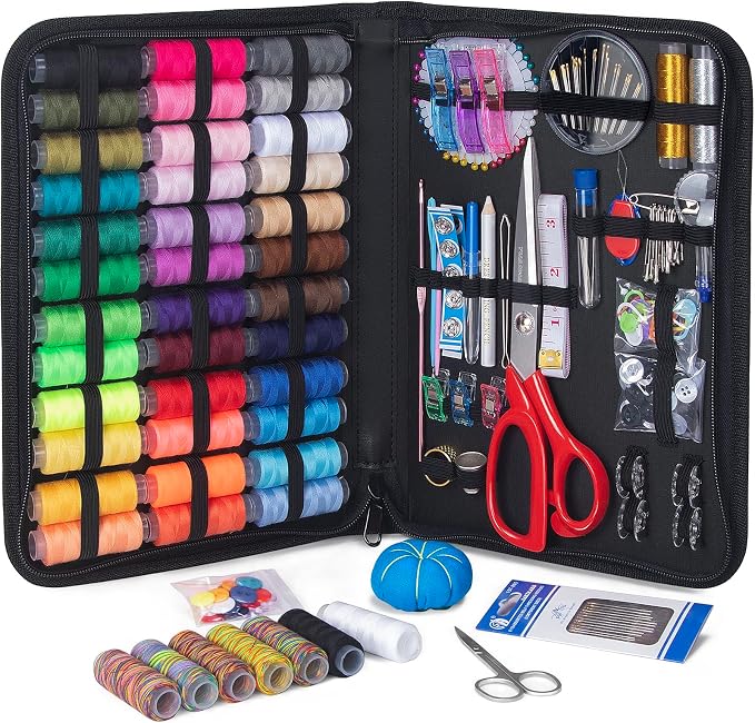 YUANHANG Large Sewing Kit for Adults: 2-Year Supply for Home Hand Mending | 251 Pcs Complete Needle Thread Kit - Heavy Duty Scissors - 45XL Thread - Oxford carrying case - Home Travel College Dorm