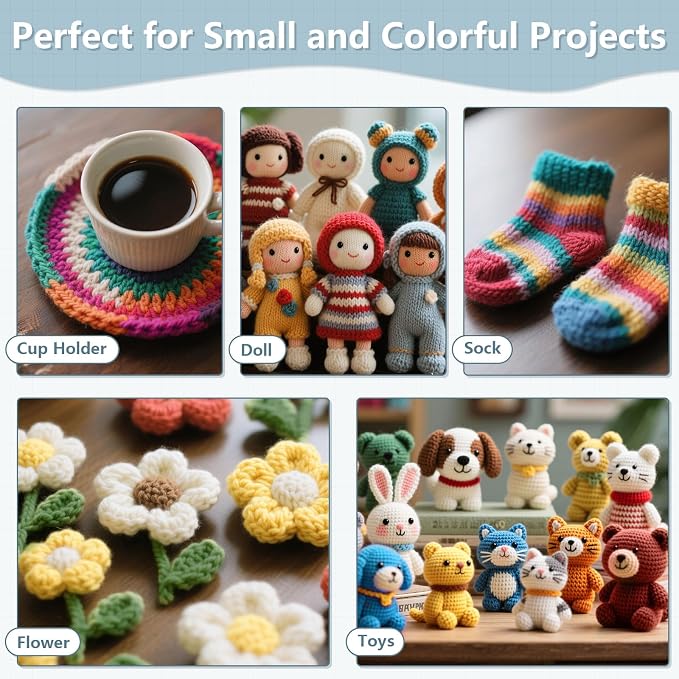LEMESO Acrylic Yarn Bulk Pack, 12 Skeins for Crochet & Knitting, 180g | 12 Assorted Colors, 15g Mini Skeins, Perfect for Beginners, School Crafts, Art Classes and DIY Projects