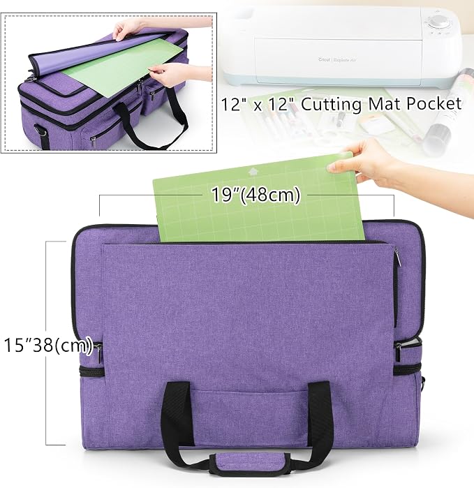 LUXJA Double-layer Bag for Cricut Explore Air (Air2) and Maker, Purple