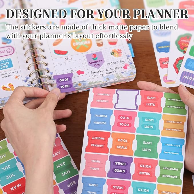 1000+ Holiday Seasonal Daily Monthly Planner Stickers for Women Men - Scrapbooking Supplies 24 Pages Sticker Book for Calendar Vision Board, Removable & Repositionable Junk Journal Supplies for Adults