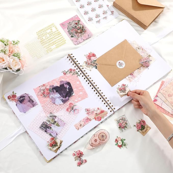 Letters to Bride Scrapbook,12 X 12 Inch,Rose Style,Pink