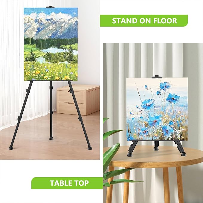 Easel Stand for Sign, Hemndic 66" Easels Stand for Painting Heavy Duty, Portable Travel Easel for Display (2 Pack)