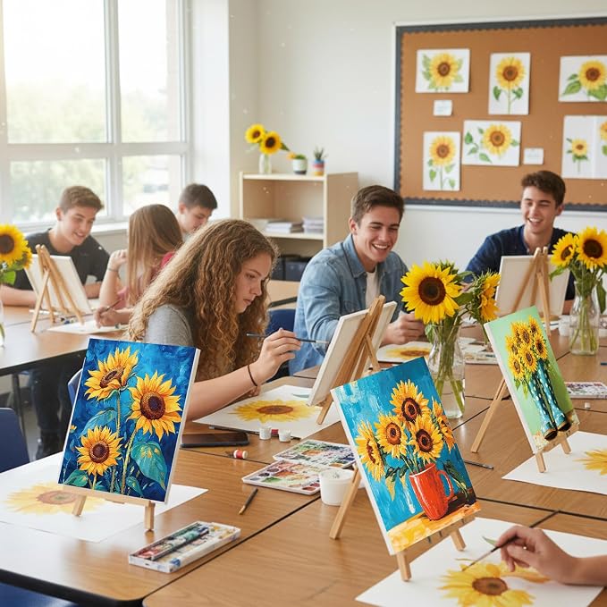 Sherr 24 Pcs Pre Drawn Canvas for Adult, Sunflower, 8 x 10 Inch
