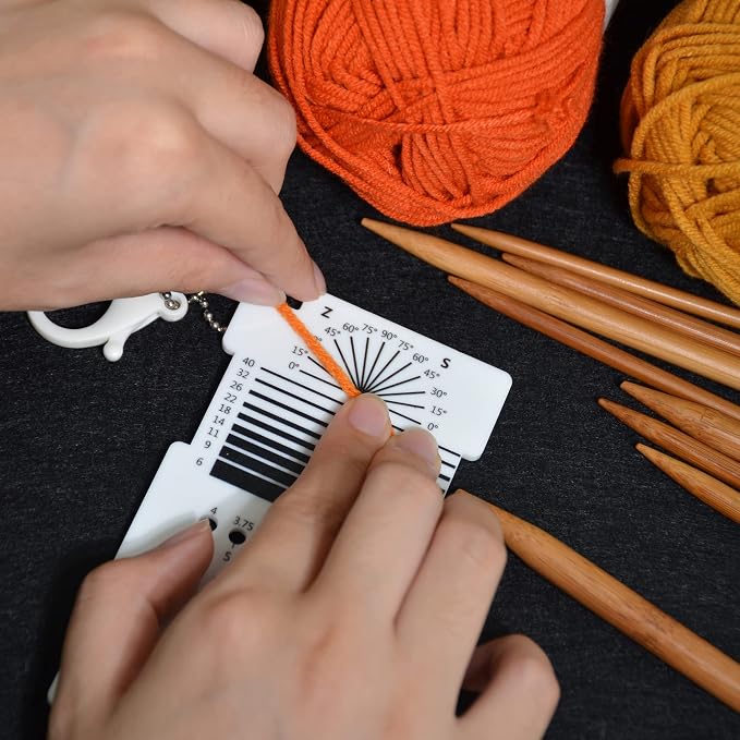 UPTTHOW Knitting WPI Multifunctional Combo Ruler for Spinners Yarn | Acrylic guide, combo guage, needle gauge spinning control card, crochet accessories, WPI ruler, with hook