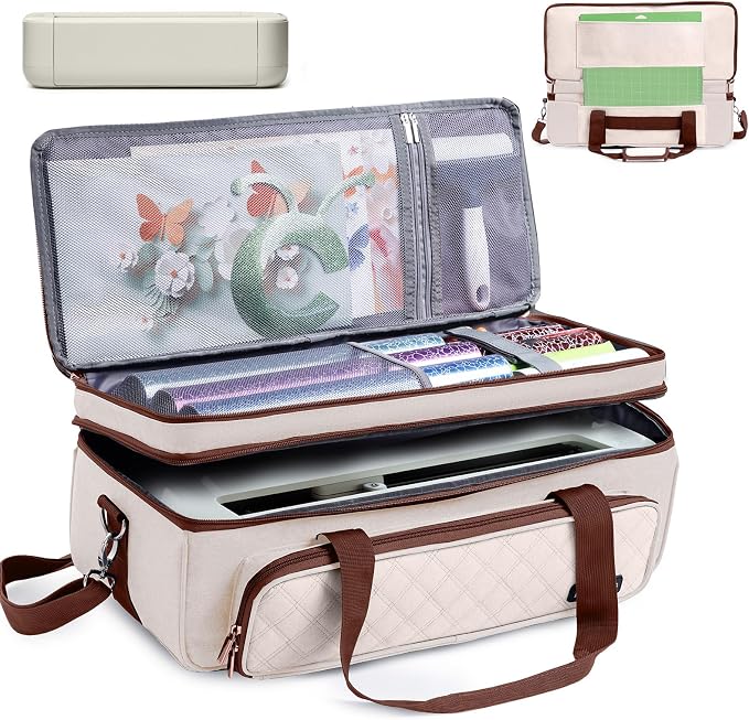 Double Layer Carrying Case with Cutting Mat Pocket & Accessories Storage