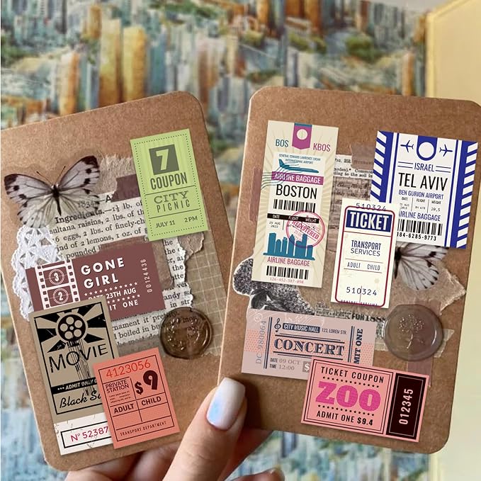 200Pcs Vintage Washi Stickers for Scrapbooking Supplies & Junk Journaling