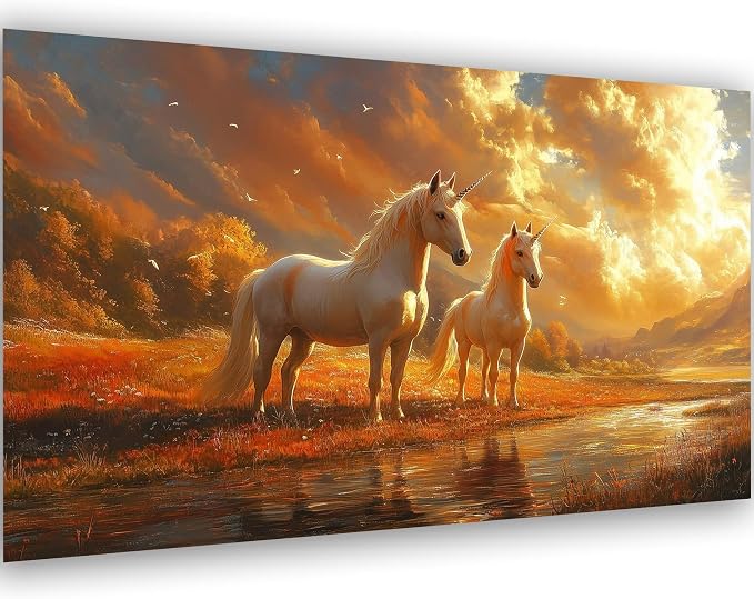 Meothan 5D Large Size Horse Diamond Art Kits for Adults (27.6x15.8inch) | Horses Diamond Painting Kit for Adults, Full Drill Diamond Gem Art Dots Paintings kits for Home Wall Decor Gift(70x40cm)