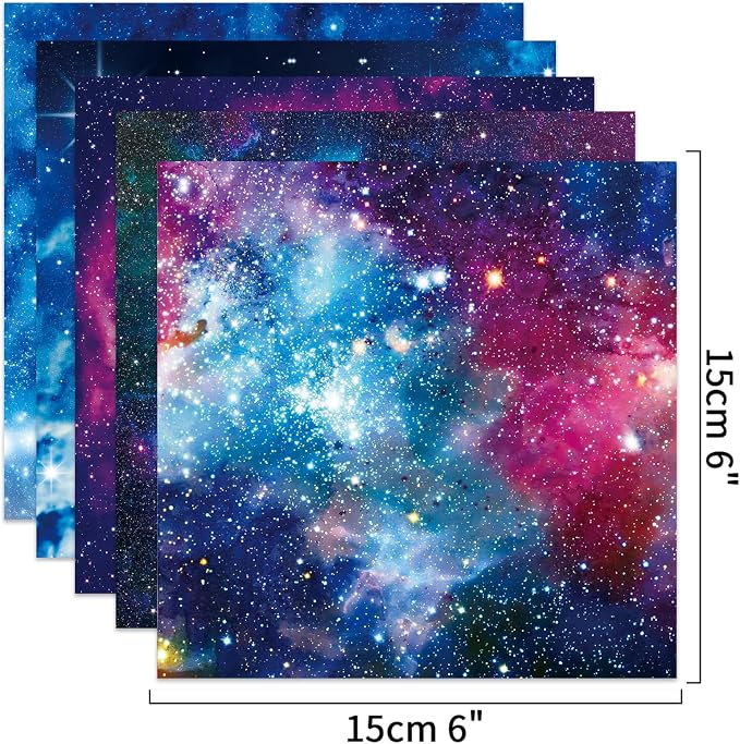 Origami Paper Kit 100 Sheets, 6x6 Inch Double Sided 40 Vivid Colored Paper | 70GSM Colorful Paper,40 Different Pattern Origami Kit,DIY Hand Crafts,Arts Creativity,Easy to Fold,No-Fading.Gogh Starry Sky