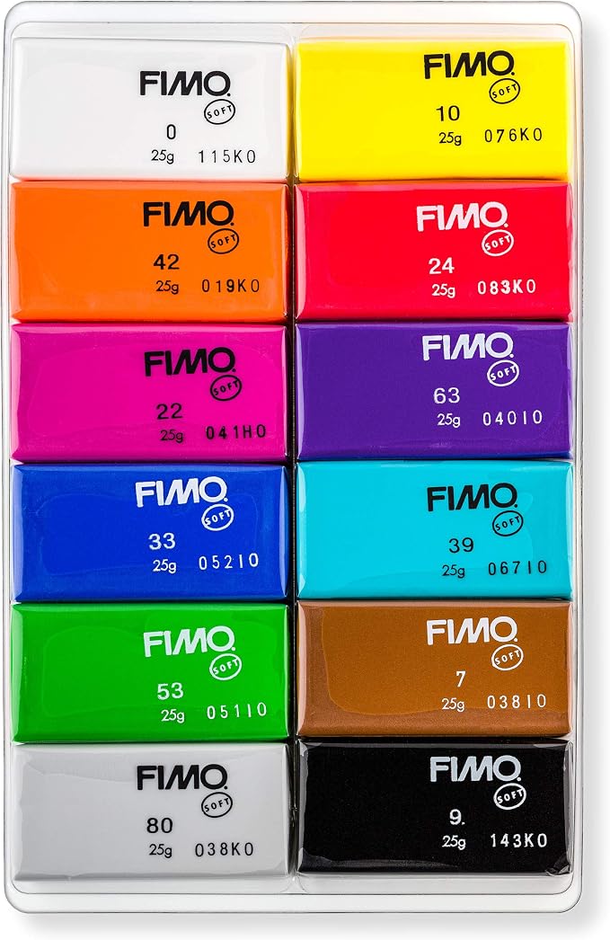 STAEDTLER FIMO Soft Oven Bake Polymer Clay: Set of 12 Assorted Colors (25g Each) - Clay for Modeling, Jewelry, Sculpting - Adult Arts and Crafts & Hobbies