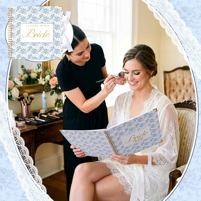 Humyoun Letters to Bride Scrapbook,12 X 12 Inch,Floral,Blue