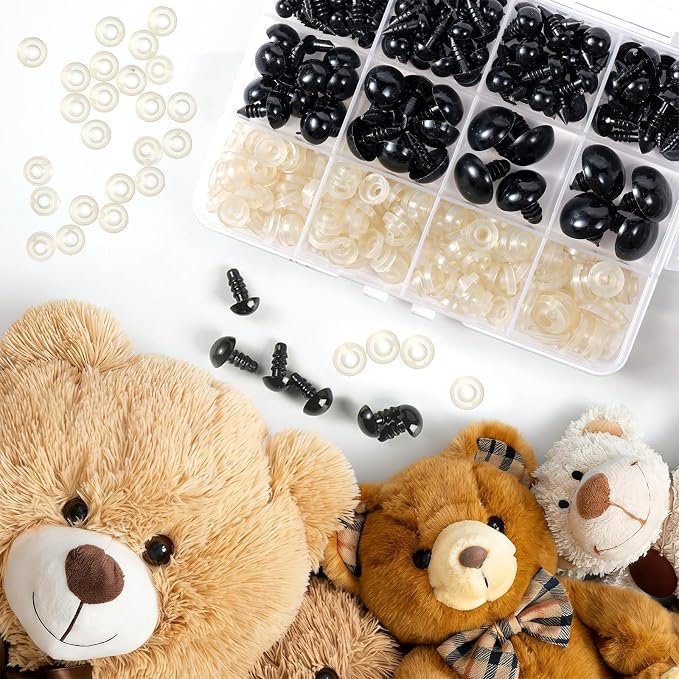 XKDOUS 6-18 mm Safety Eyes, 8 Sizes Crochet Eyes for Amigurumi | Safety Eyes for Crocheting，Stuffed Animal Doll Eyes for DIY Crafts