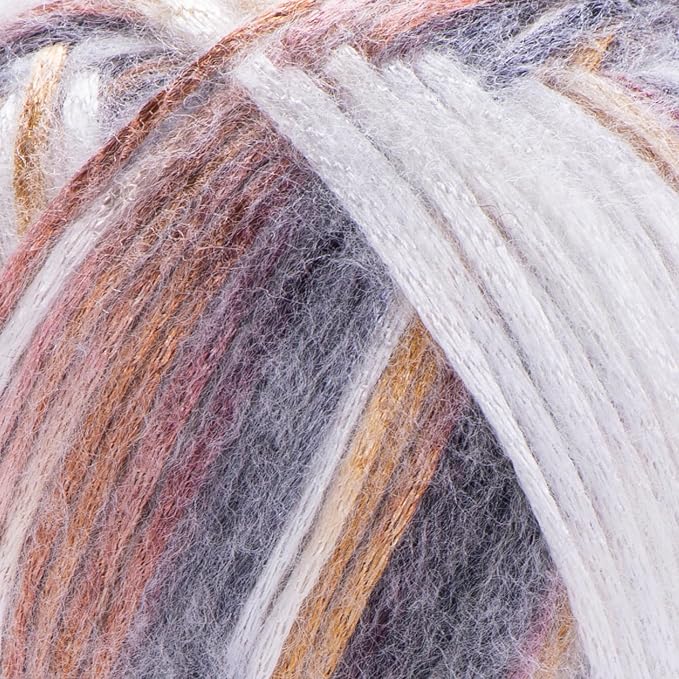YarnArt Melody Variegated Chainette – Metallic Sheen Fiber for Knitting, Crochet & Embroidery, 100g (3.5 oz) Skein, 230m (251 yd), Premium Blend of 70% Polyamide 21% Acrylic 9% Wool (902)