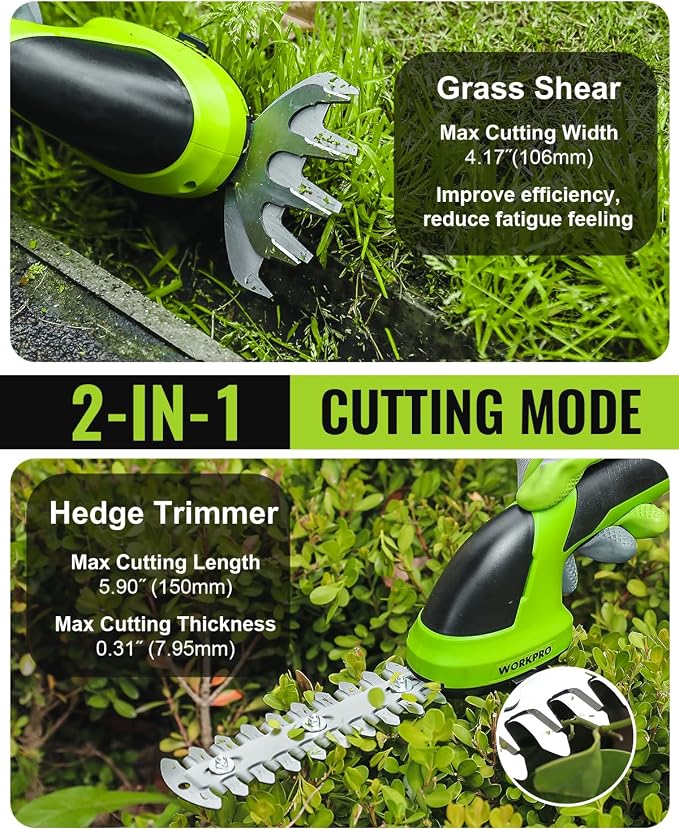 WORKPRO 7.2V Cordless Grass Shear & Shrubbery Trimmer