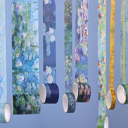 PAGEMORE 32 Rolls Washi Tape Set, Colored Van Gogh Patterns Decorative Masking Tape, Vintage Artists Tapes for Journaling, Junk Journal, DIY Craft Projects, Scrapbooking Supplies Decor
