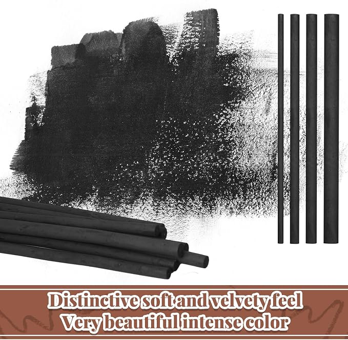 Gueevin 60 Pcs Soft Willow Charcoal Sticks Drawing,2-4mm，4-5mm，5-7mm，7-9mm | For Artists Beginners Students, Vine Charcoal Bulk for Sketching Shading Fine Art, Assorted Sizes, Back to School Gifts